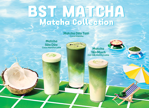 SUMMER MATCHA TRIO — Coco Matcha, Matcha Latte & Oatmilk Matcha Latte.  